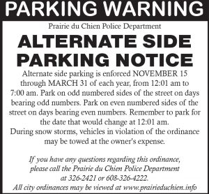 Winter parking notice